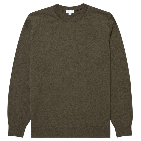Olive Cashmere Crewneck Sweater