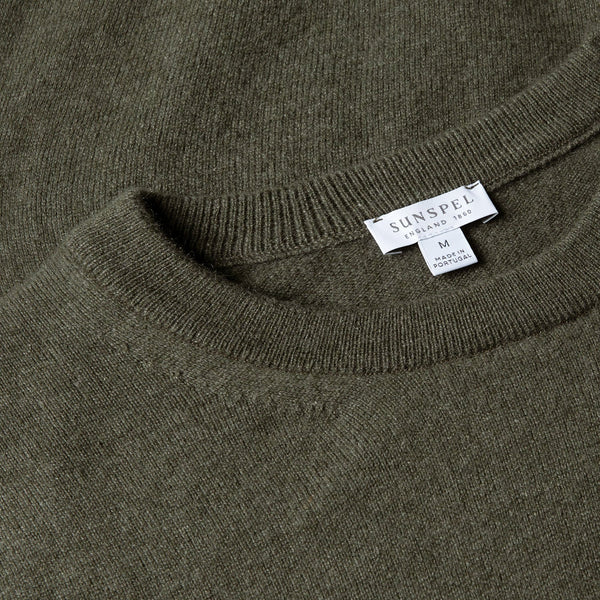 Olive Cashmere Crewneck Sweater
