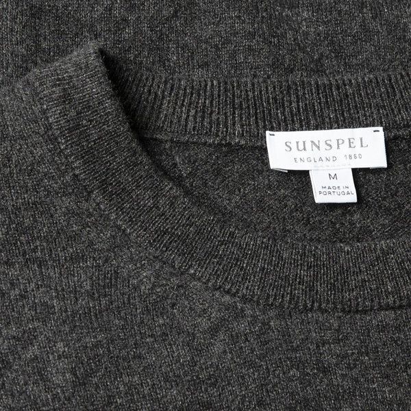 Charcoal Melange Cashmere Crewneck Sweater