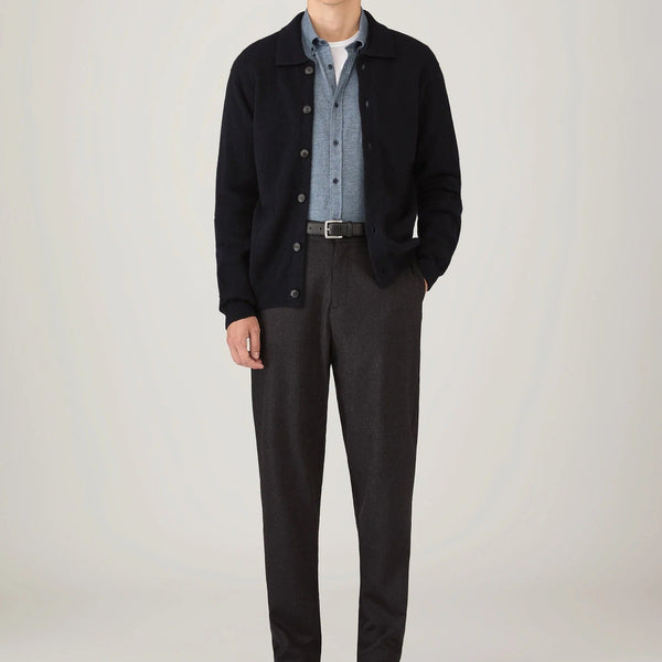 Light Blue Melange Brushed Cotton Flannel Shirt