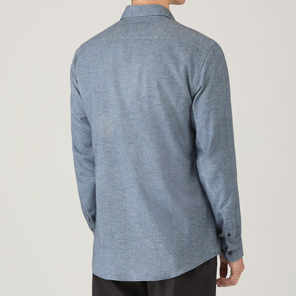 Light Blue Melange Brushed Cotton Flannel Shirt
