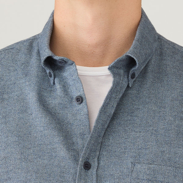 Light Blue Melange Brushed Cotton Flannel Shirt