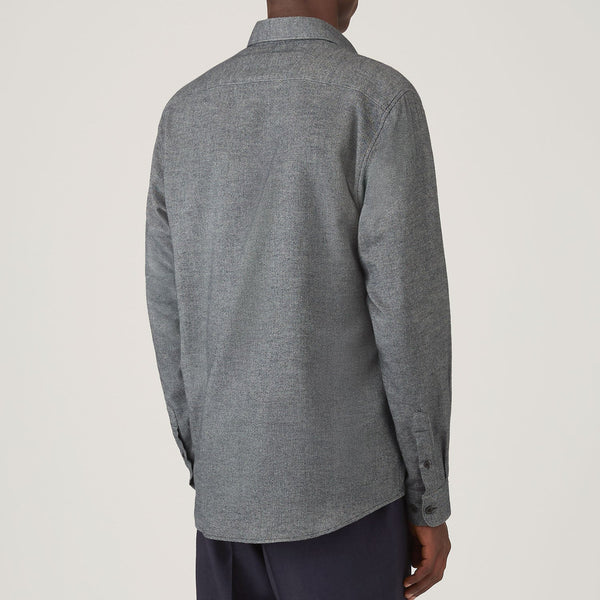 Charcoal Melange Brushed Cotton Flannel Shirt