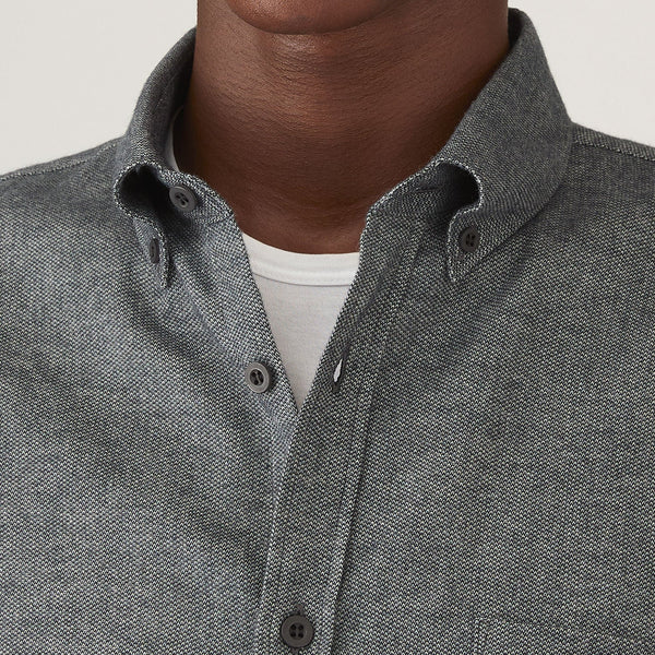 Charcoal Melange Brushed Cotton Flannel Shirt