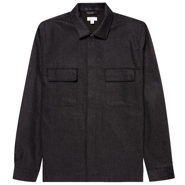 Charcoal Melange Flannel Overshirt