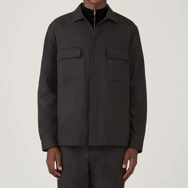 Charcoal Melange Flannel Overshirt