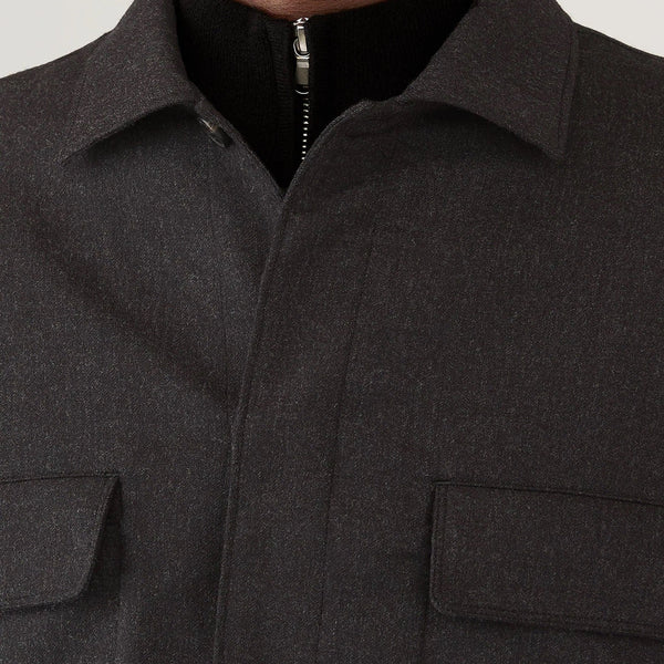 Charcoal Melange Flannel Overshirt