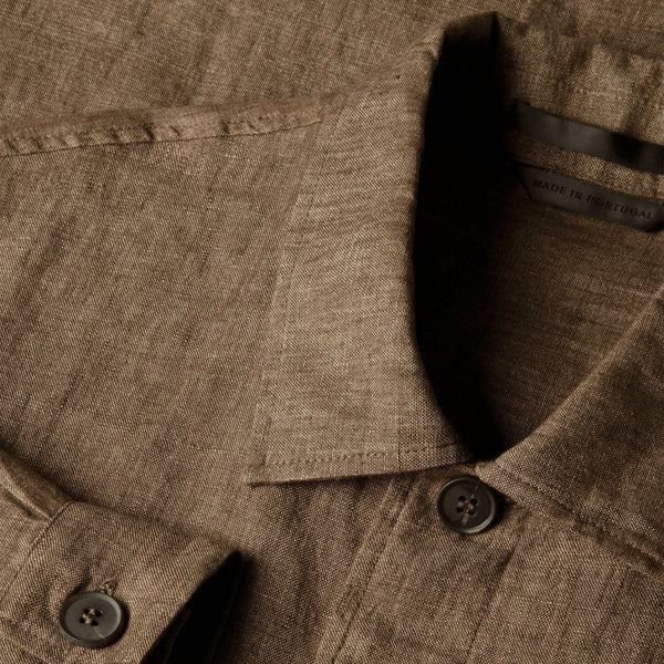 Dark Walnut Linen Overshirt