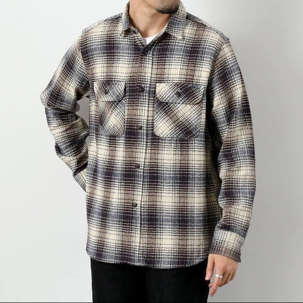 F3510 Navy Heavy Flannel Work Shirt