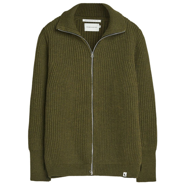 Olive Fisherman Wool Cardigan