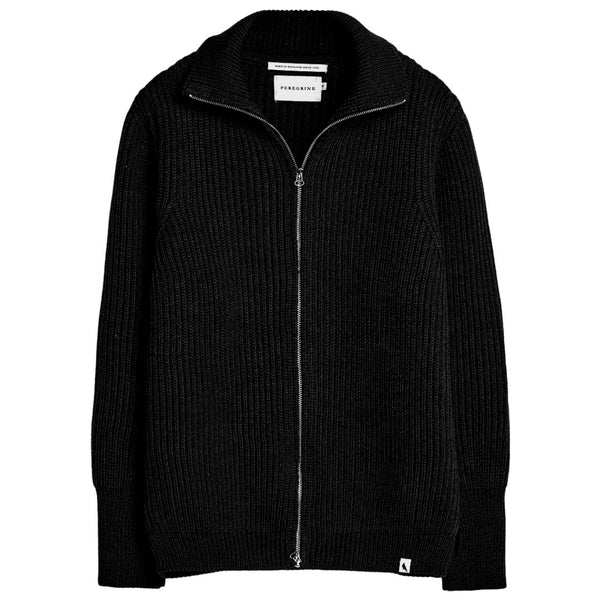 Black Fisherman Wool Cardigan