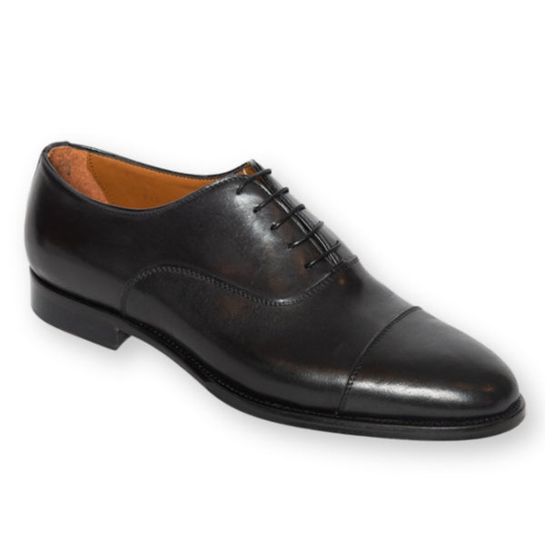 Crust Nero Made in Italy Leather Cap Toe Dress Shoes