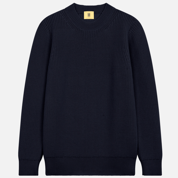 Navy Vasken Merino Wool Crewneck Sweater