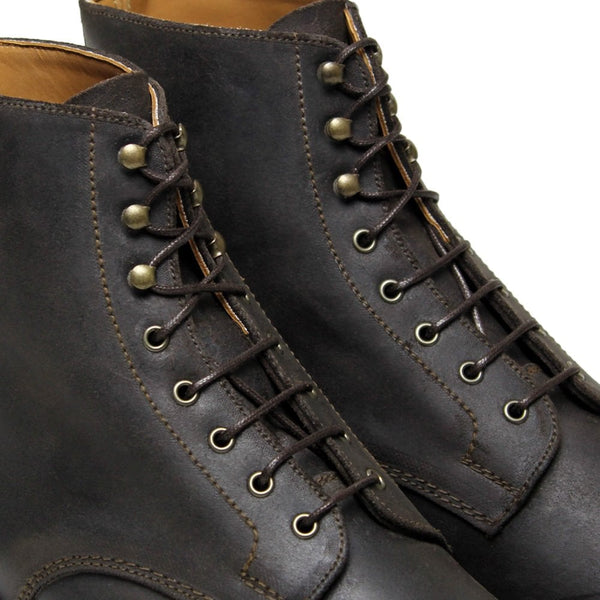 Craig Kenia Dark Brown Waxy Suede Cap Derby Boot