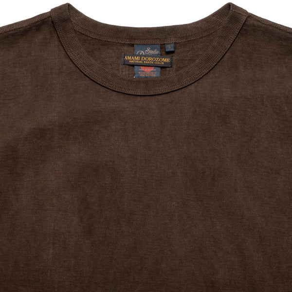 Amami Mud Dyed Brown 8198 Loopwheel Cotton Crewneck T-shirt