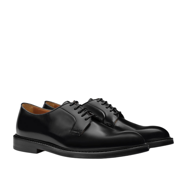 Black Nero Calf Leather Lace-up Derby Shoes