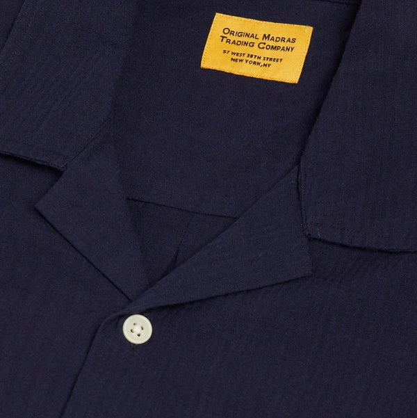 N°30 Navy Seersucker Cotton Cuban S/S Shirt