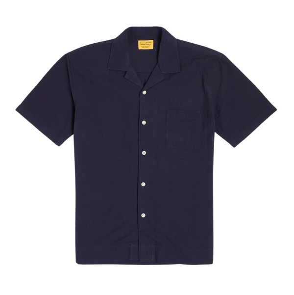 N°30 Navy Seersucker Cotton Cuban S/S Shirt