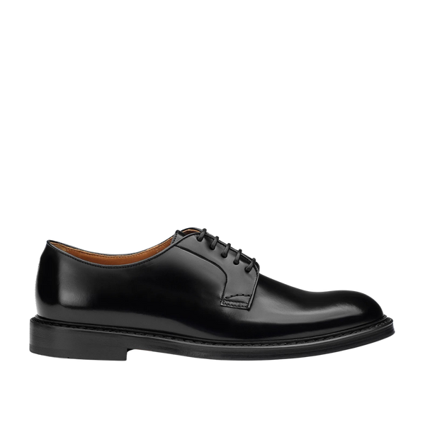 Black Nero Calf Leather Lace-up Derby Shoes