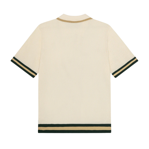 Egg Nog White Lace Knitted Cotton S/S Polo