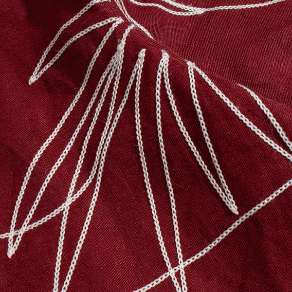 Red Veloso Palm Embroidery Linen S/S Shirt
