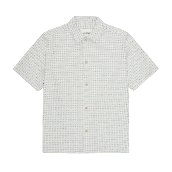 Light Ivory Check Seersucker Cotton S/S Shirt