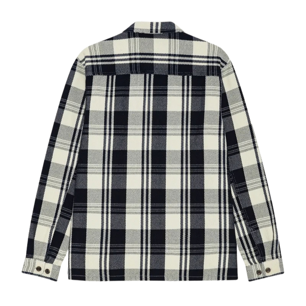 Dark Navy Blue Cotton Structured Check Overshirt