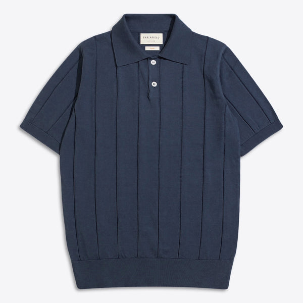 Navy Jacobs Cotton Knitted Polo