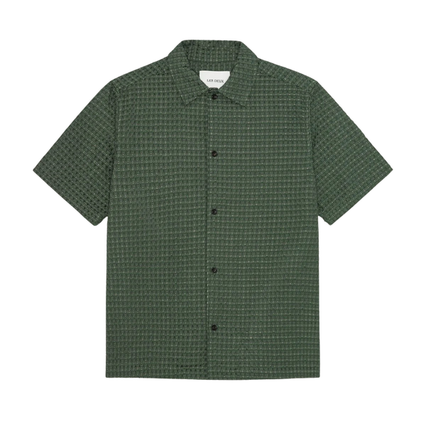 Pine Green Check Seersucker Cotton S/S Shirt