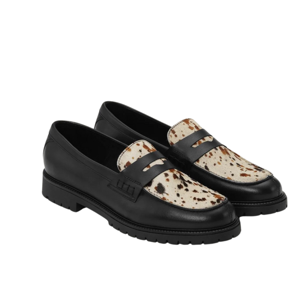 Black Taylor AOP Pony Loafer Shoes