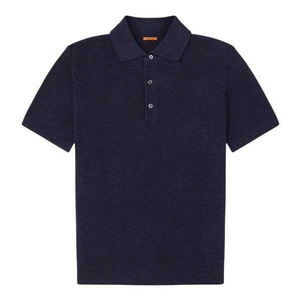 Navy Marco Knit Cotton Linen Polo