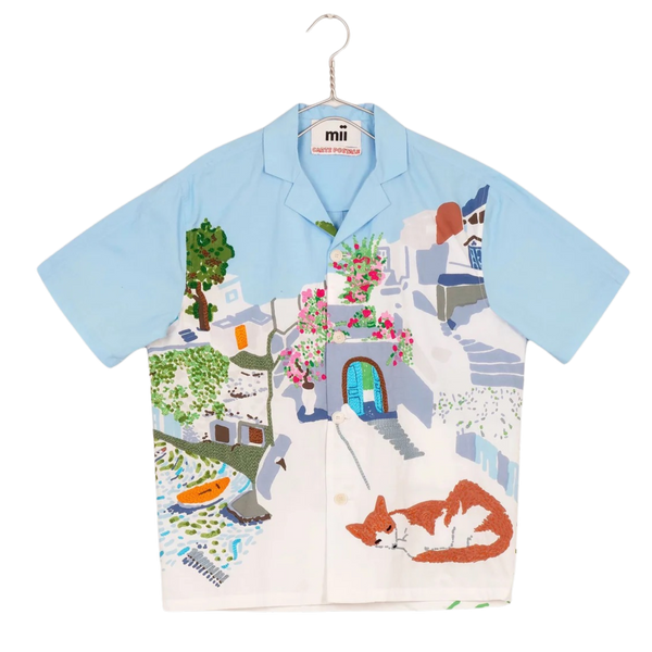 Blue Print Anthony Les Cyclades Hand Embroidered Cotton S/S Shirt