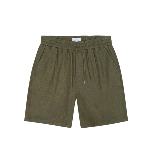Olive Night Otto Linen Cotton Shorts