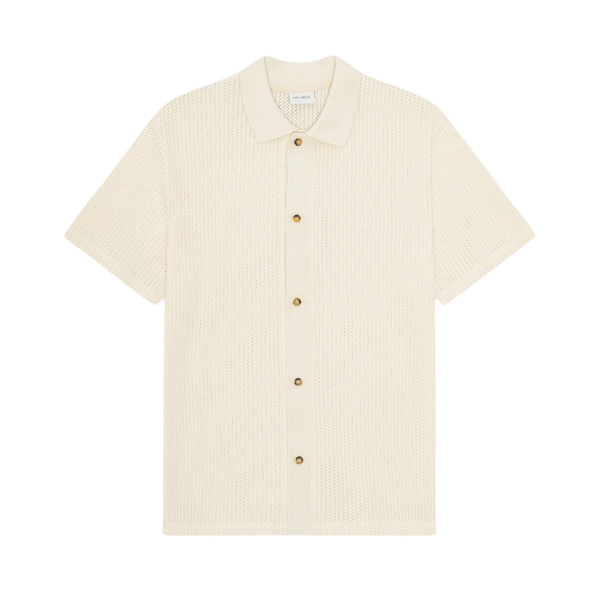 Eggnog White Pointelle Cotton Knit S/S Shirt