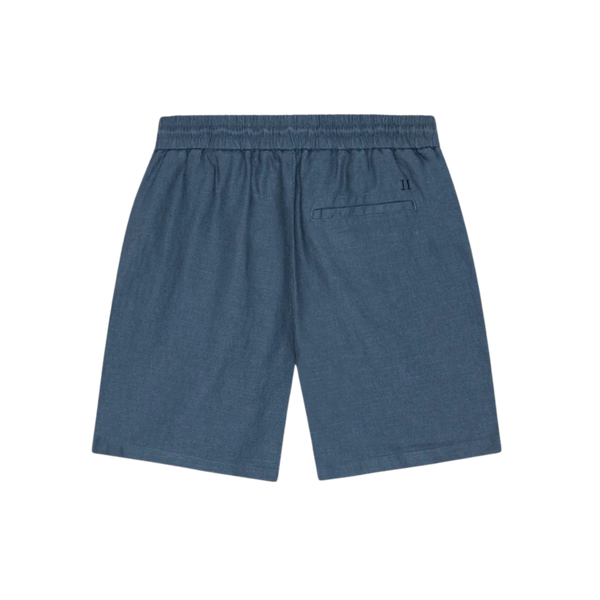 Dark Denim Blue Drawstring Linen Shorts