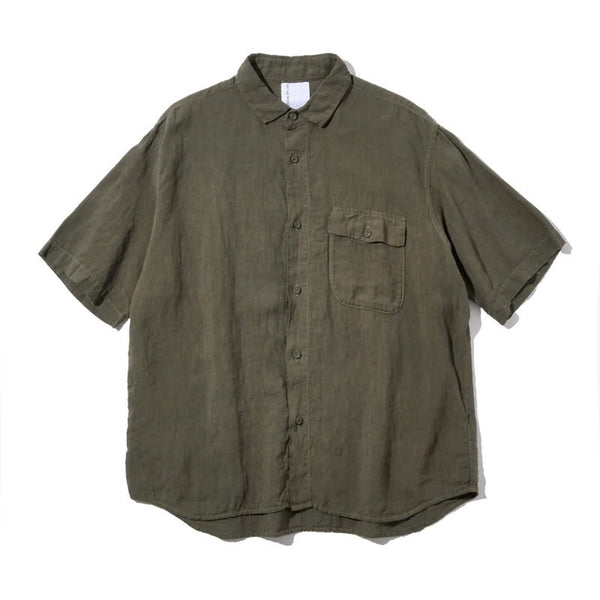 Olive French Linen Gran Pa S/S Shirt