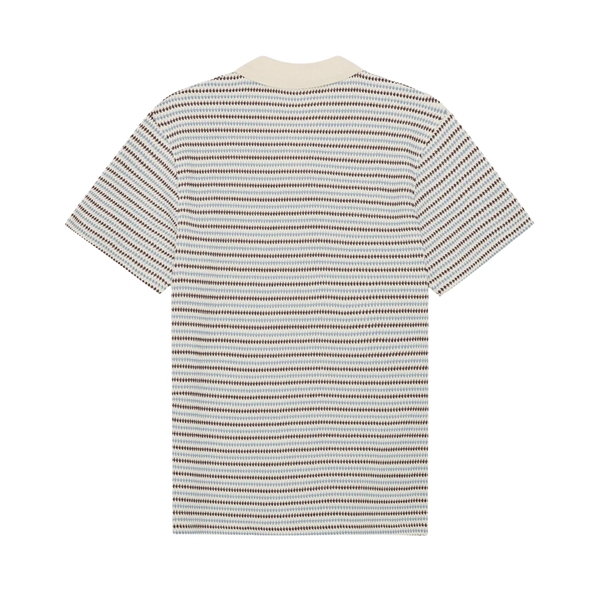 Eggnog White Knitted Stripe S/S Polo