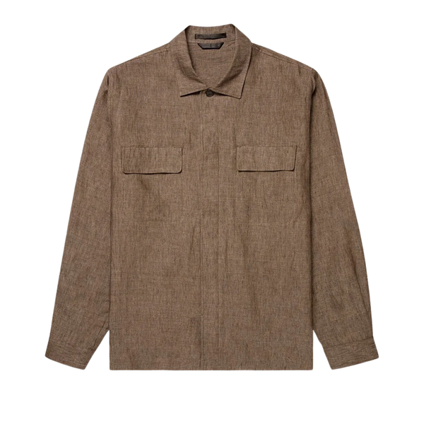 Dark Walnut Linen Overshirt