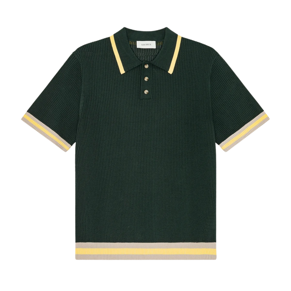 Pine Green Lace Knitted Cotton S/S Polo