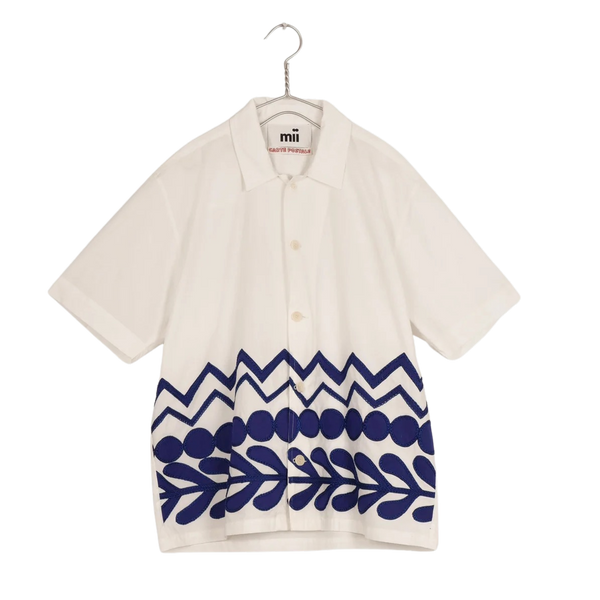 Lime White Subha Les Cyclades Hand Embroidered Cotton S/S Shirt
