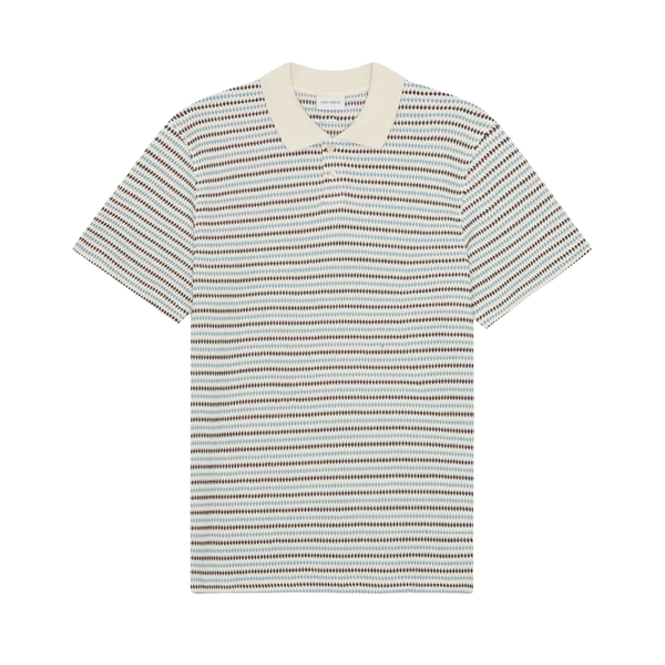 Eggnog White Knitted Stripe S/S Polo