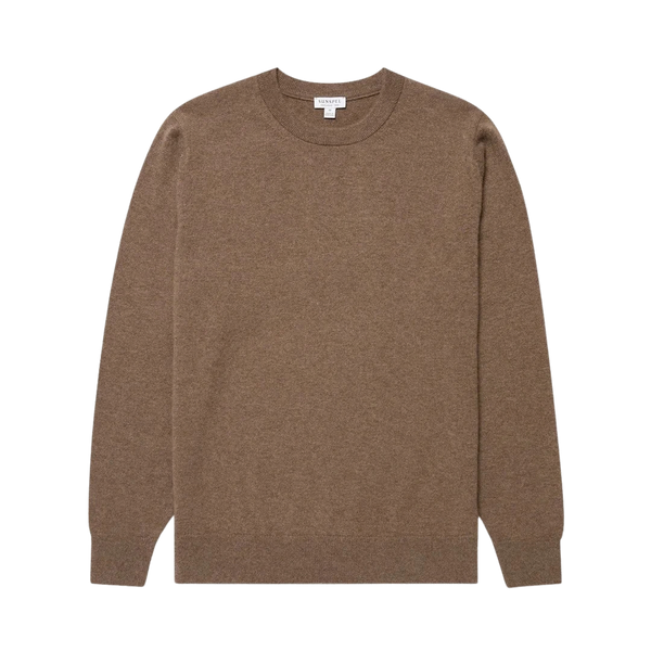 Taupe Cashmere Crewneck Sweater