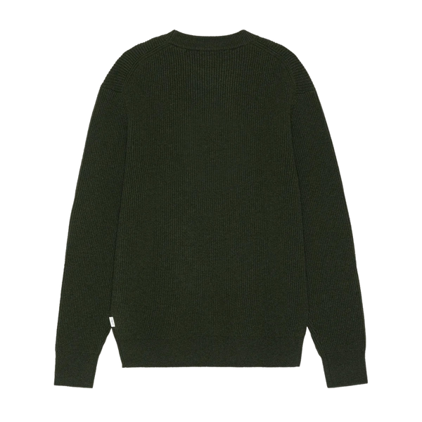 Rosin Green Wool Ribbed Crewneck Knit Sweater
