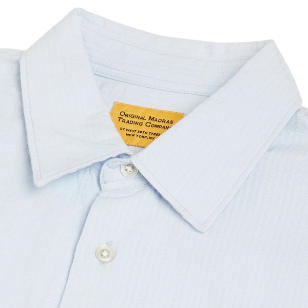 N°114 Lax Light Blue Seersucker Cotton S/S Shirt