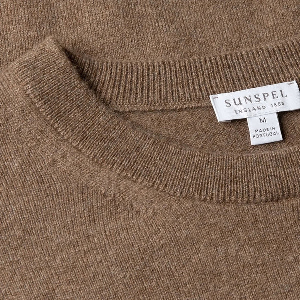Taupe Cashmere Crewneck Sweater