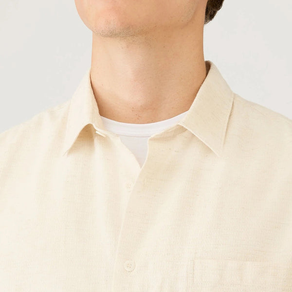 Ecru Natural Texture Cotton Linen S/S Shirt