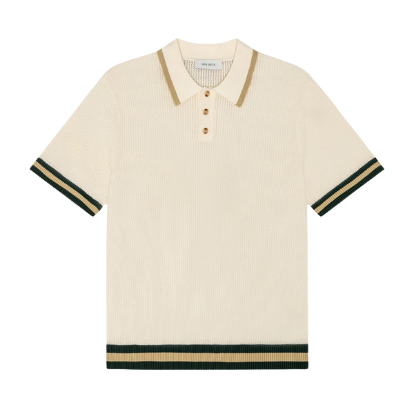 Egg Nog White Lace Knitted Cotton S/S Polo