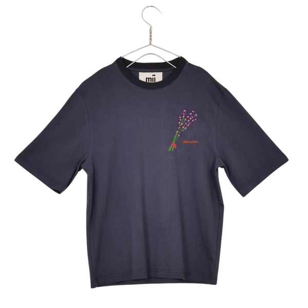 Navy Samuel Hand Embroidered Cotton T-shirt