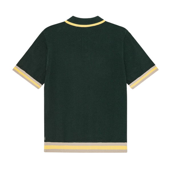 Pine Green Lace Knitted Cotton S/S Polo