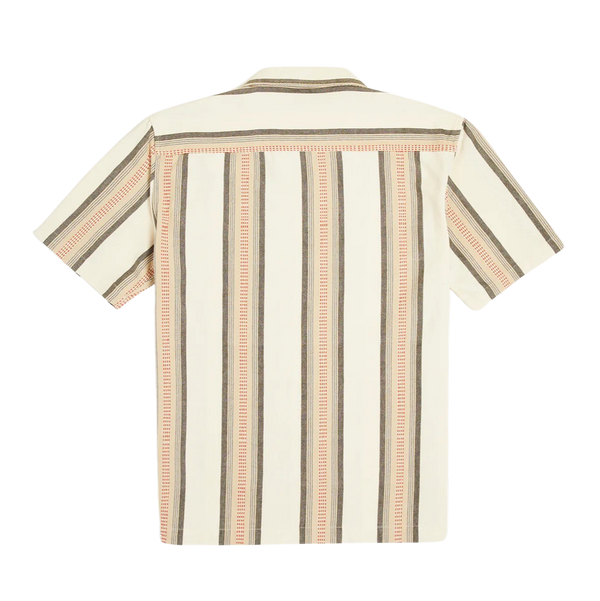 N°153 Lax Jacquard Weave Stripe Cotton Camp Collar S/S Shirt